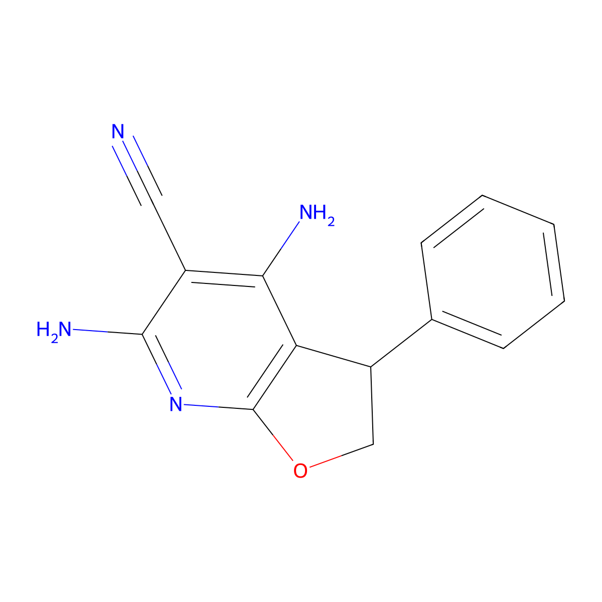 4,6-Diamino-3-phenyl-2,3-dihydrofuro[2,3-b]pyridine-5-carbonitrile molecular structure, CAS 68846-29-7