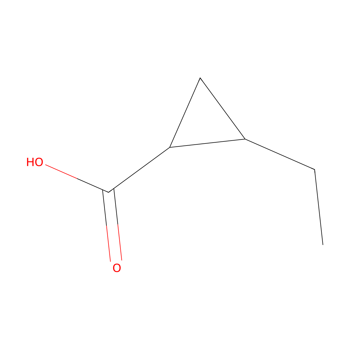 2-Ethylcyclopropane-1-carboxylic acid molecular structure, CAS 68850-10-2