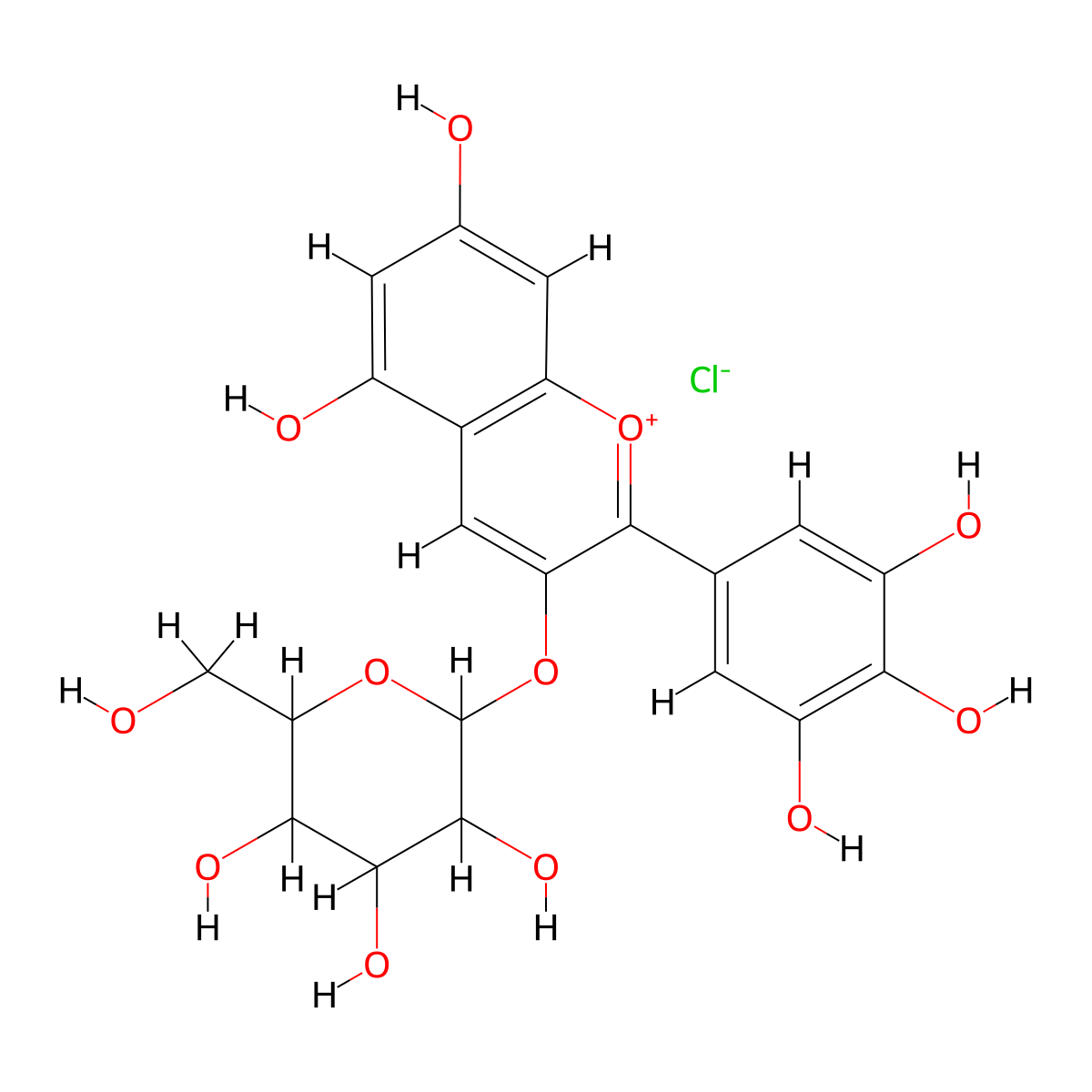 Delphinidin 3-D-galactoside molecular structure, CAS 68852-84-6