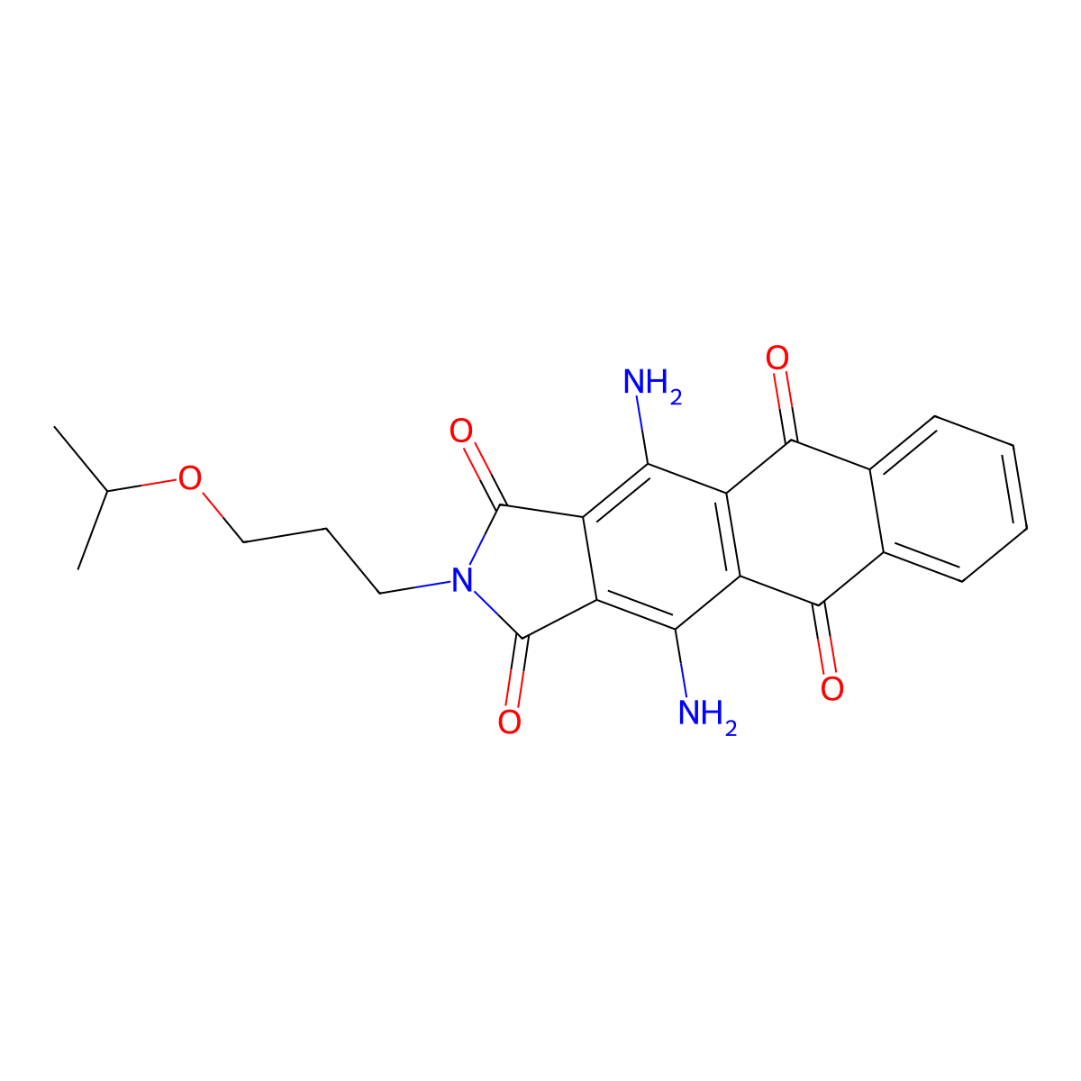 1H-Naphth[2,3-f]isoindole-1,3,5,10(2H)-tetrone, 4,11-diamino-2-[3-(1-methylethoxy)propyl]- molecular structure, CAS 68856-25-7