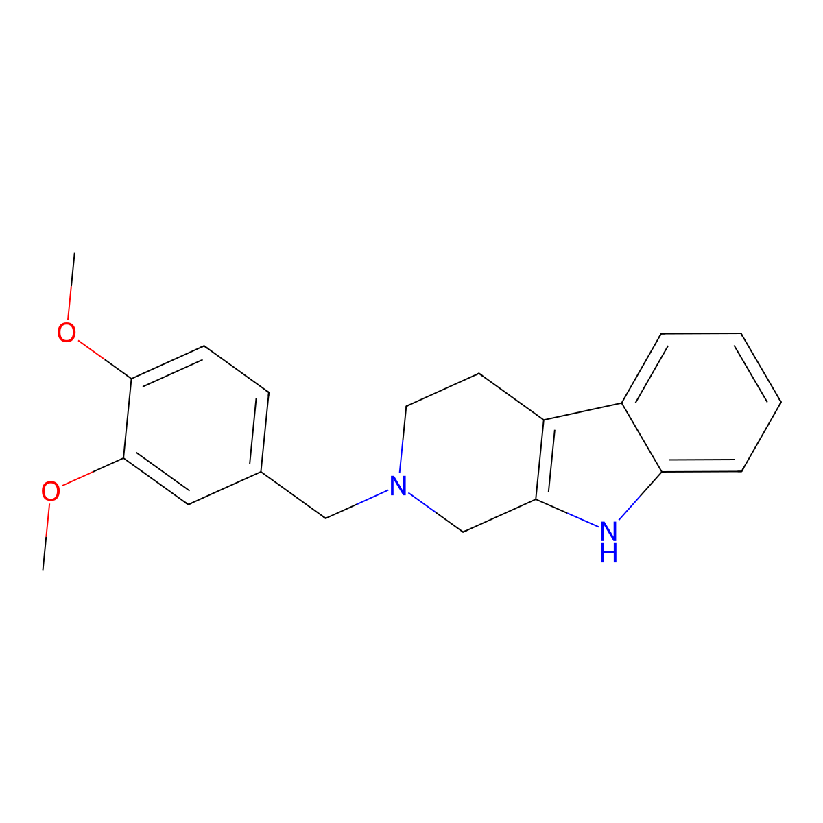 1H-Pyrido(3,4-b)indole, 2,3,4,9-tetrahydro-1-((3,4-dimethoxyphenyl)methyl)- molecular structure, CAS 68861-49-4