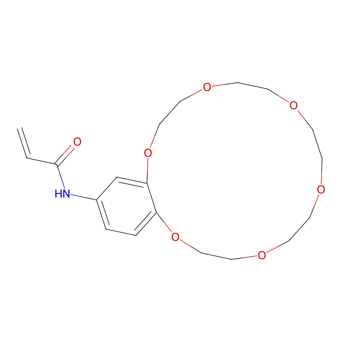 N-(2,3,5,6,8,9,11,12,14,15-Decahydrobenzo[b][1,4,7,10,13,16]hexaoxacyclooctadecin-18-yl)acrylamide molecular structure, CAS 68865-32-7