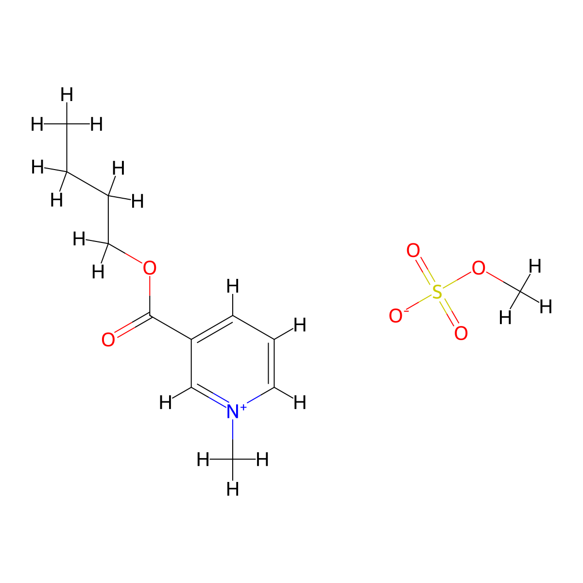 Pyridinium, 3-(butoxycarbonyl)-1-methyl-, methyl sulfate (1:1) molecular structure, CAS 68867-59-4
