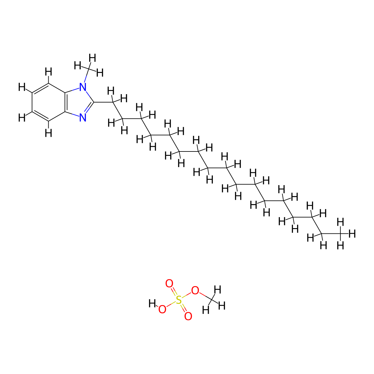 Sulfuric acid, monomethyl ester, compd. with 2-heptadecyl-1-methyl-1H-benzimidazole (1:1) molecular structure, CAS 68867-65-2