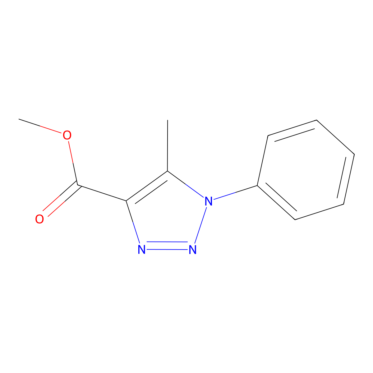 methyl 5-methyl-1-phenyl-1H-1,2,3-triazole-4-carboxylate molecular structure, CAS 68870-52-0