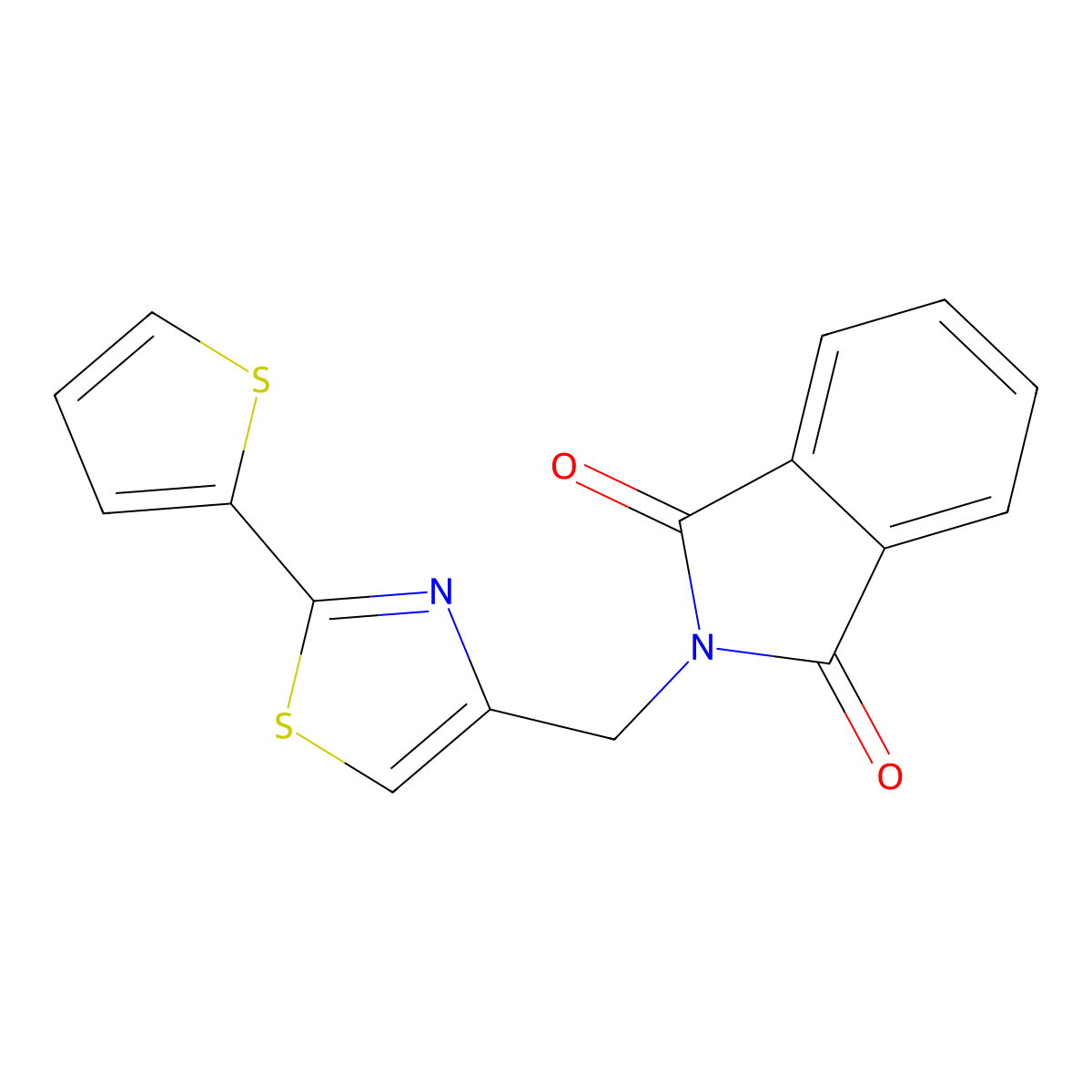 2-((2-(Thiophen-2-yl)thiazol-4-yl)methyl)isoindoline-1,3-dione molecular structure, CAS 688738-49-0