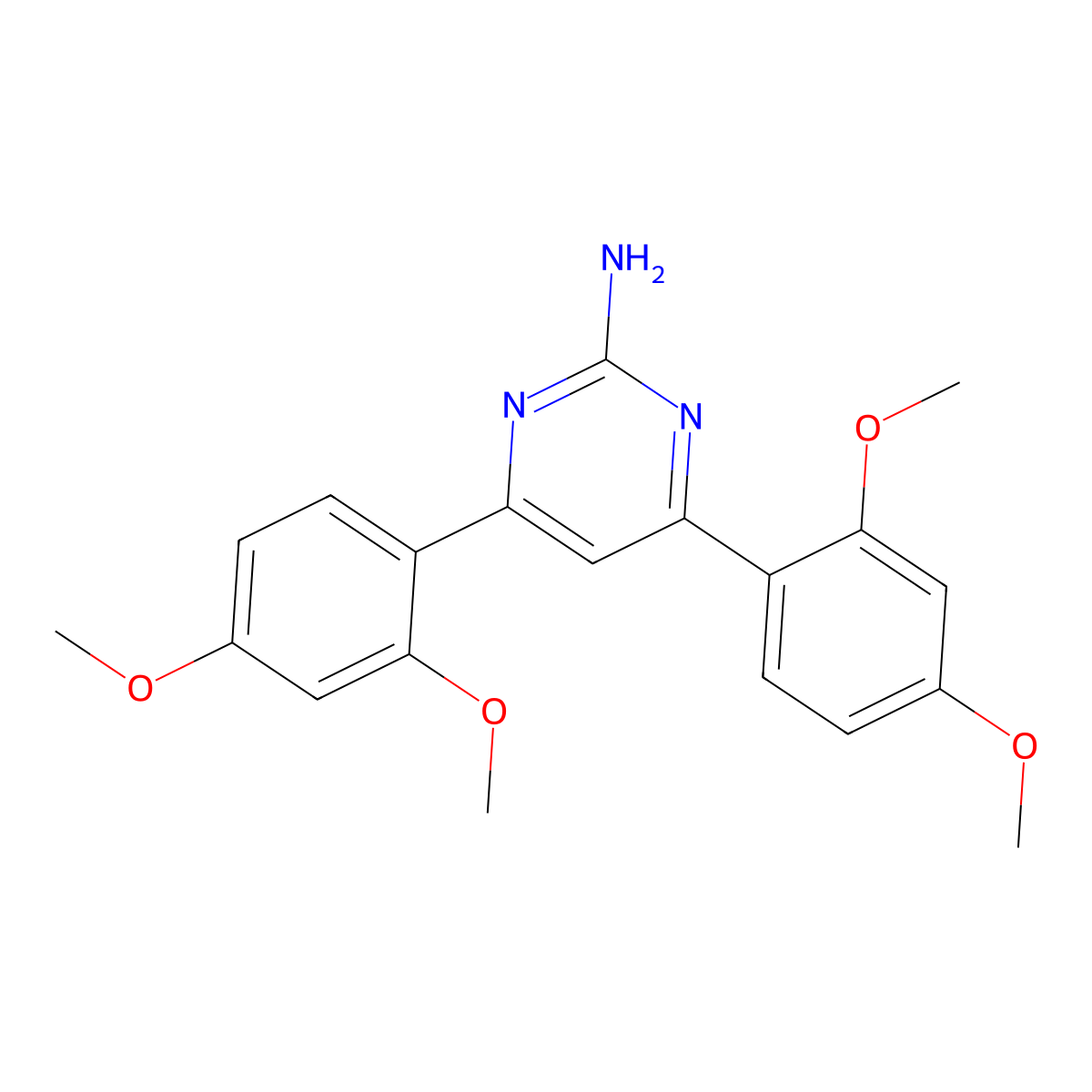 4,6-Bis(2,4-dimethoxyphenyl)pyrimidin-2-amine molecular structure, CAS 688743-14-8