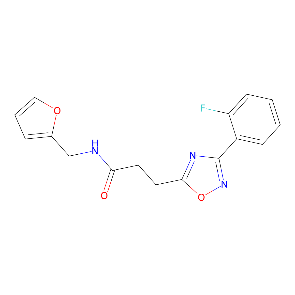 3-[3-(2-fluorophenyl)-1,2,4-oxadiazol-5-yl]-N-(furan-2-ylmethyl)propanamide molecular structure, CAS 688749-05-5