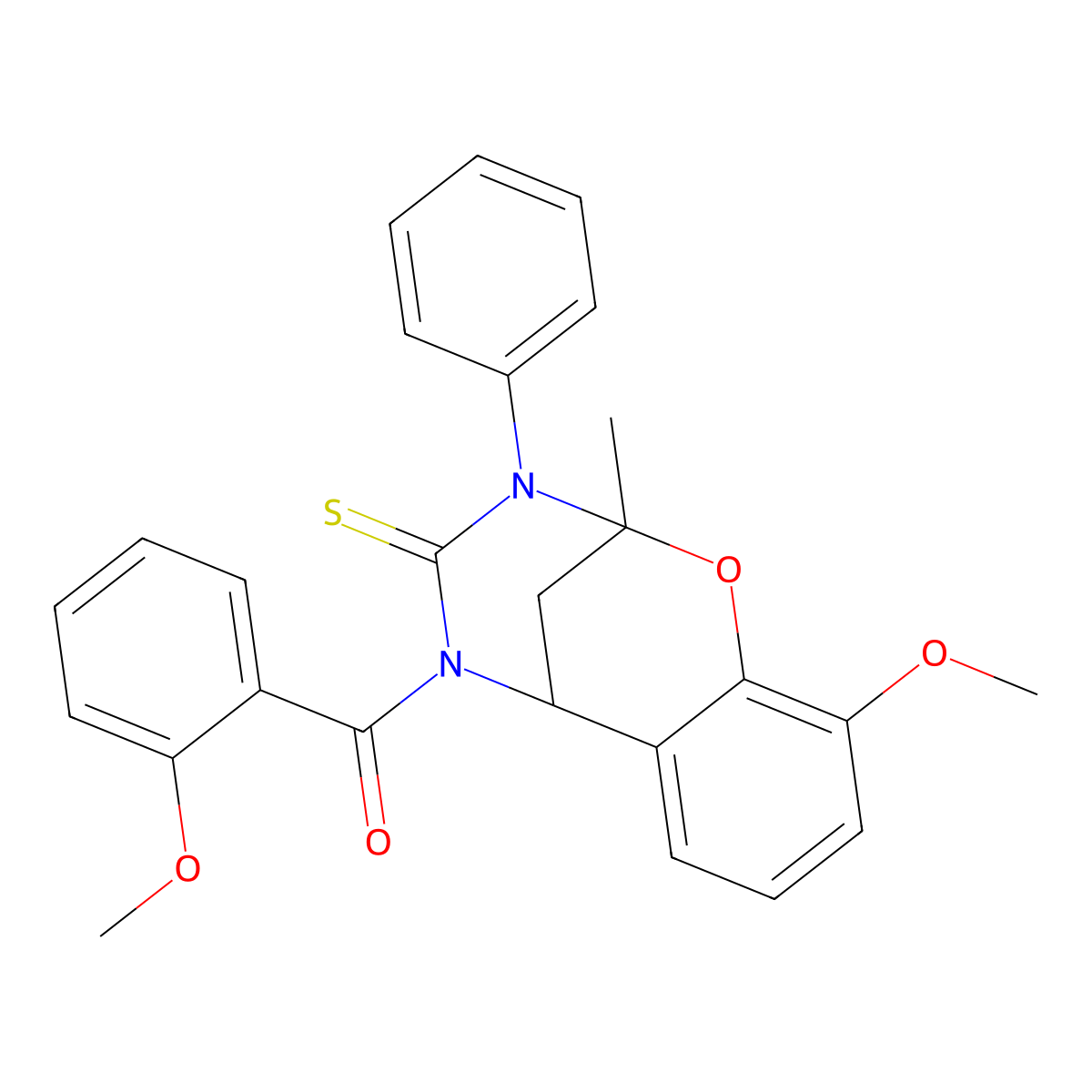 6-Methoxy-12-(2-methoxybenzoyl)-9-methyl-10-phenyl-8-oxa-10,12-diazatricyclo[7.3.1.0^{2,7}]trideca-2,4,6-triene-11-thione molecular structure, CAS 688749-91-9