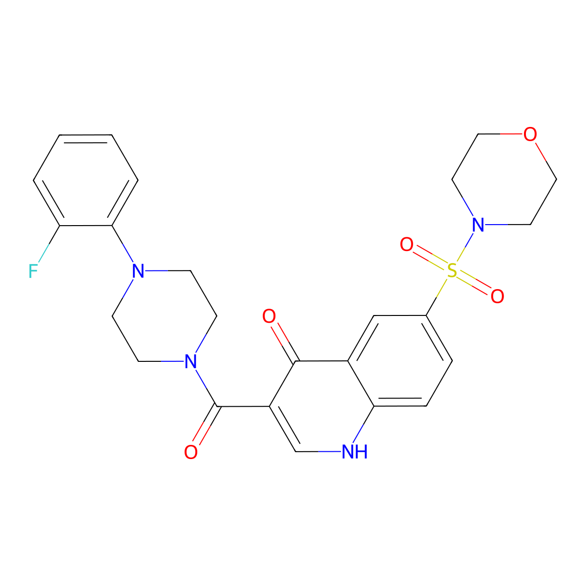 3-(4-(2-fluorophenyl)piperazine-1-carbonyl)-6-(morpholinosulfonyl)quinolin-4(1H)-one molecular structure, CAS 688750-30-3