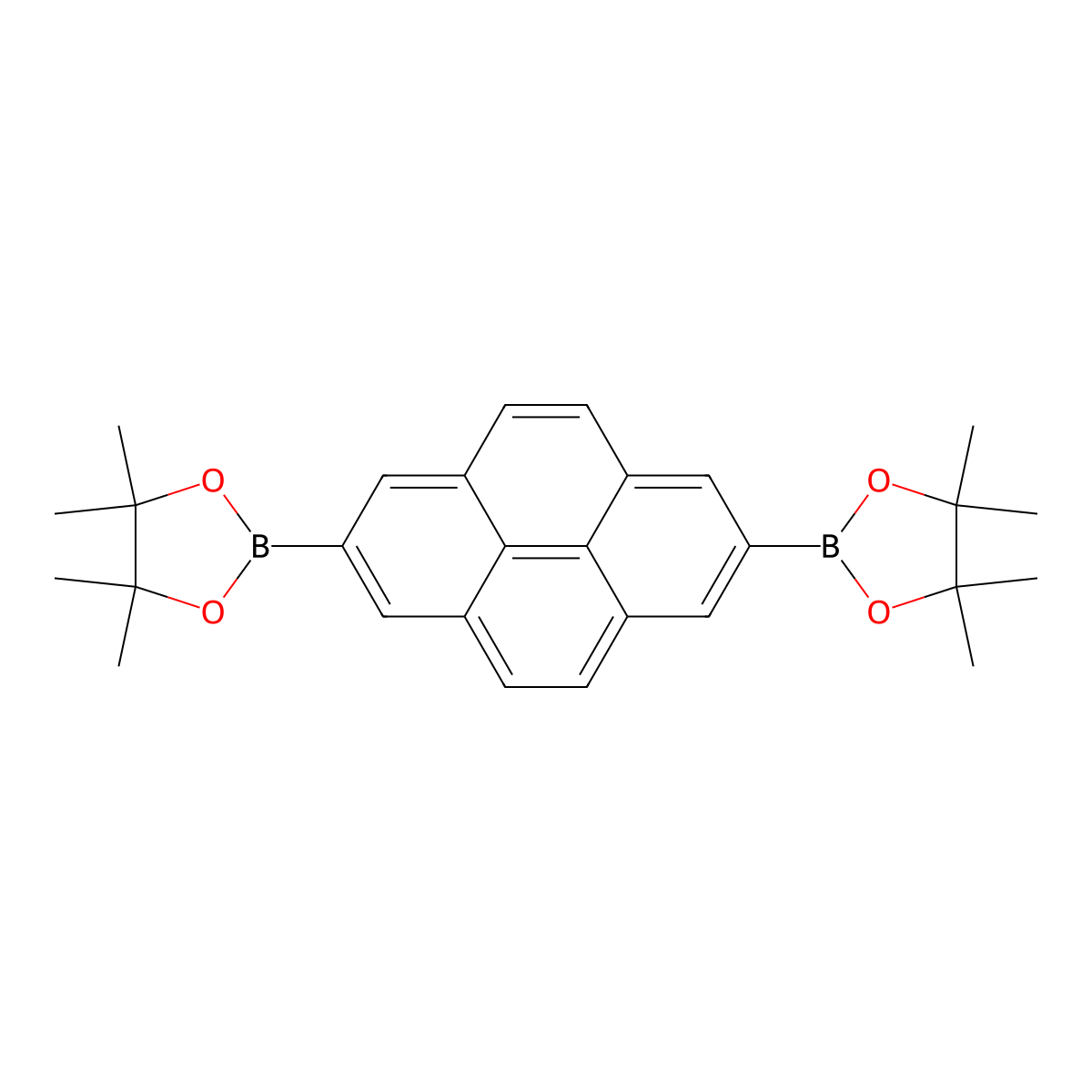 2,7-Bis(4,4,5,5-tetramethyl-1,3,2-dioxaborolan-2-yl)pyrene molecular structure, CAS 688756-58-3