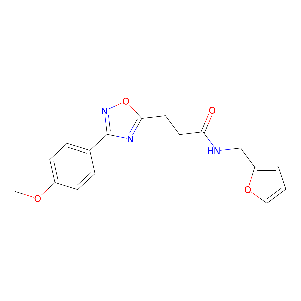 N-(furan-2-ylmethyl)-3-[3-(4-methoxyphenyl)-1,2,4-oxadiazol-5-yl]propanamide molecular structure, CAS 688759-16-2