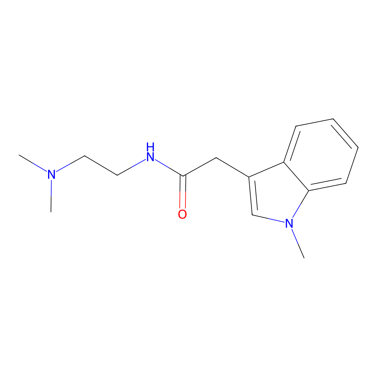 N-[2-(dimethylamino)ethyl]-2-(1-methyl-1H-indol-3-yl)acetamide molecular structure, CAS 688759-80-0