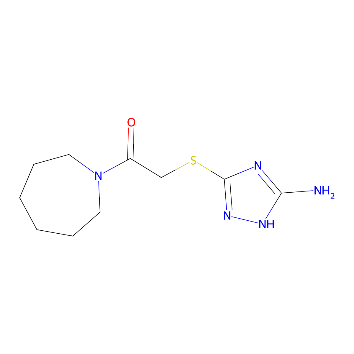 2-((5-amino-1H-1,2,4-triazol-3-yl)thio)-1-(azepan-1-yl)ethanone molecular structure, CAS 688761-14-0