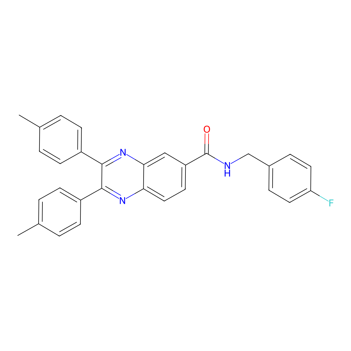 N-[(4-fluorophenyl)methyl]-2,3-bis(4-methylphenyl)quinoxaline-6-carboxamide molecular structure, CAS 688763-01-1