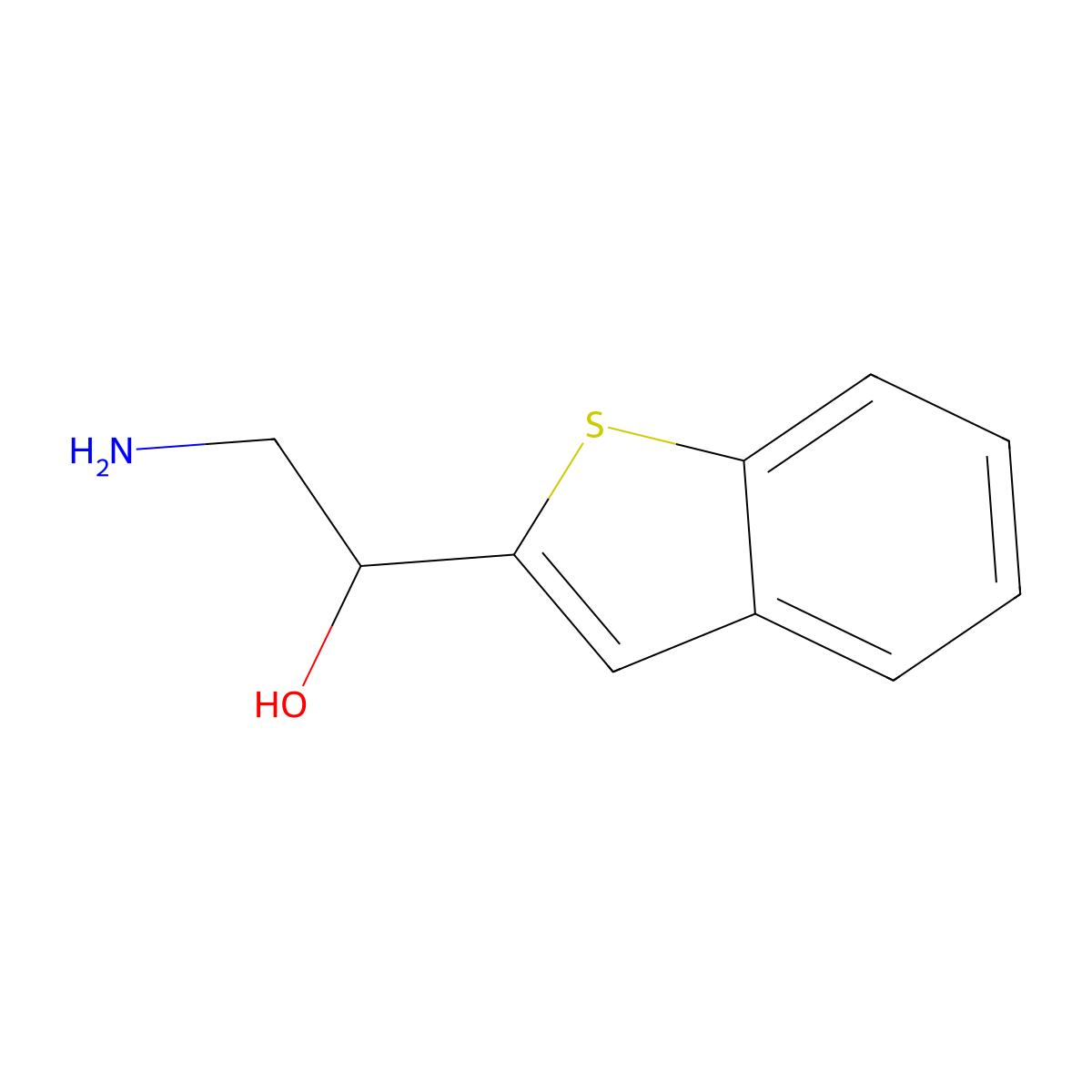2-Amino-1-(1-benzothiophen-2-yl)ethan-1-ol molecular structure, CAS 688763-30-6