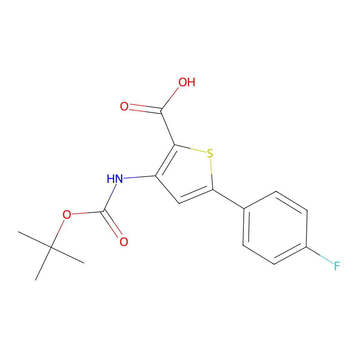 3-{[(Tert-butoxy)carbonyl]amino}-5-(4-fluorophenyl)thiophene-2-carboxylic acid molecular structure, CAS 688763-39-5