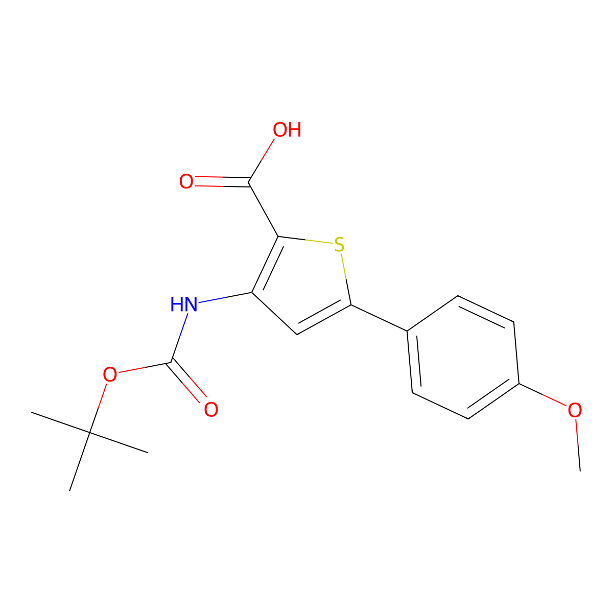 3-Tert-butoxycarbonylamino-5-(4-methoxyphenyl)thiophene-2-carboxylic acid molecular structure, CAS 688763-48-6