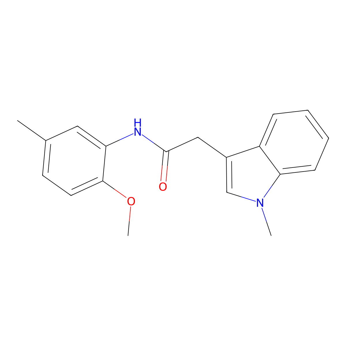 N-(2-methoxy-5-methylphenyl)-2-(1-methyl-1H-indol-3-yl)acetamide molecular structure, CAS 688765-29-9