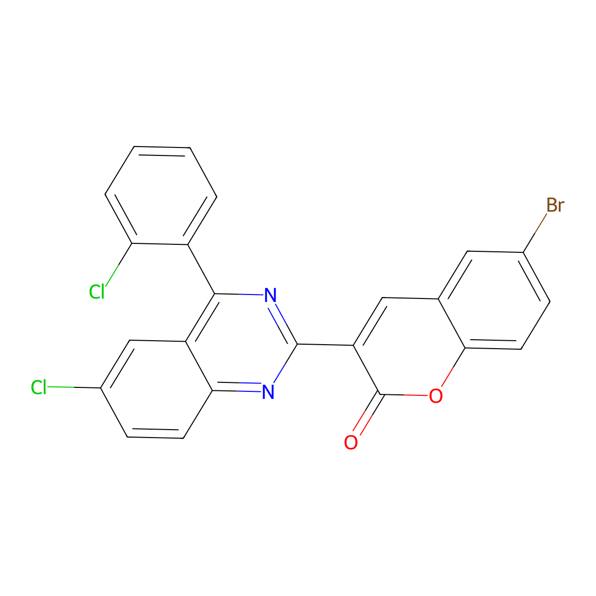 6-bromo-3-[6-chloro-4-(2-chlorophenyl)quinazolin-2-yl]-2H-chromen-2-one molecular structure, CAS 688767-28-4