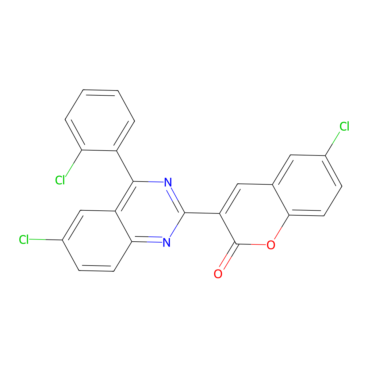 6-chloro-3-[6-chloro-4-(2-chlorophenyl)quinazolin-2-yl]-2H-chromen-2-one molecular structure, CAS 688767-30-8