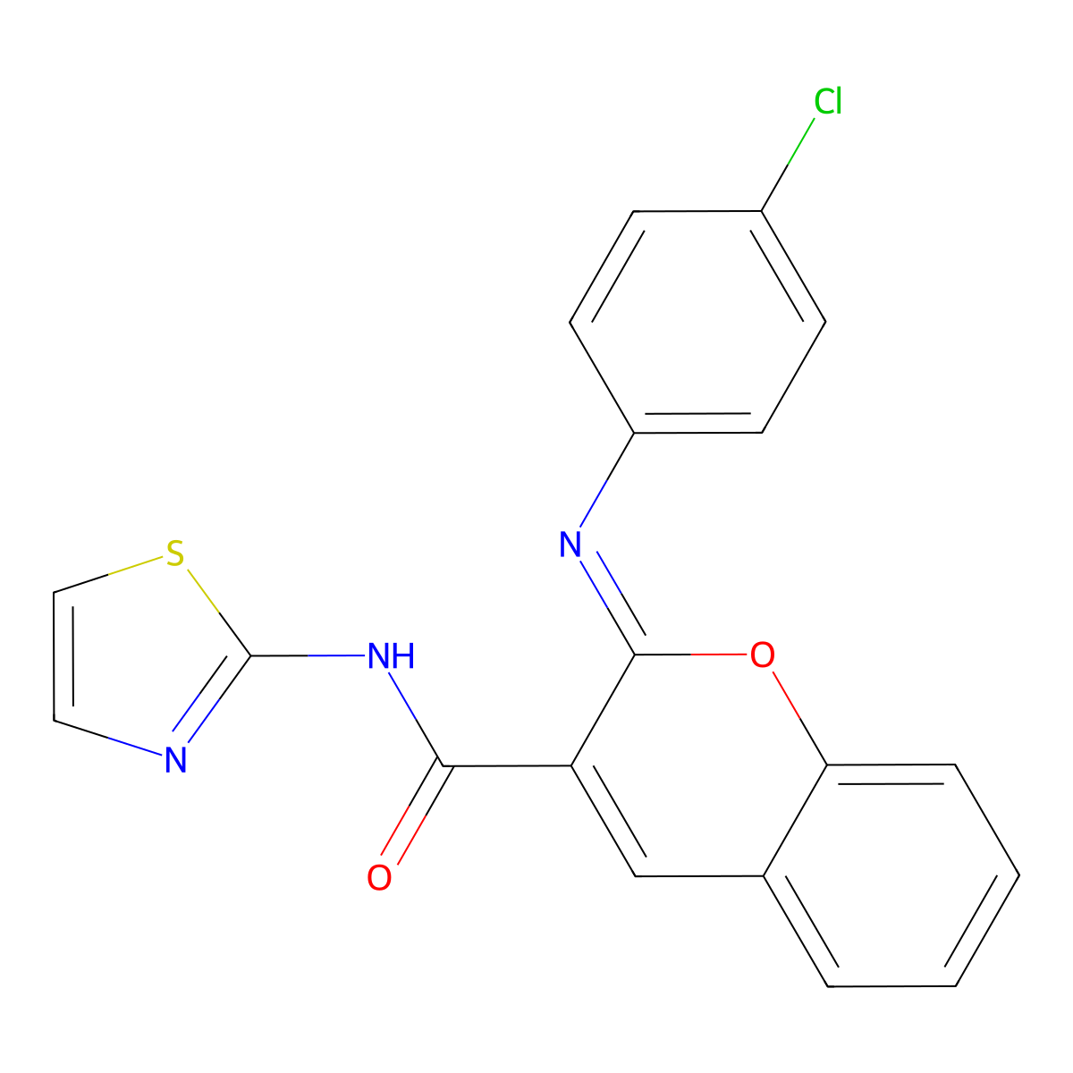 (2Z)-2-[(4-chlorophenyl)imino]-N-(1,3-thiazol-2-yl)-2H-chromene-3-carboxamide molecular structure, CAS 688767-57-9