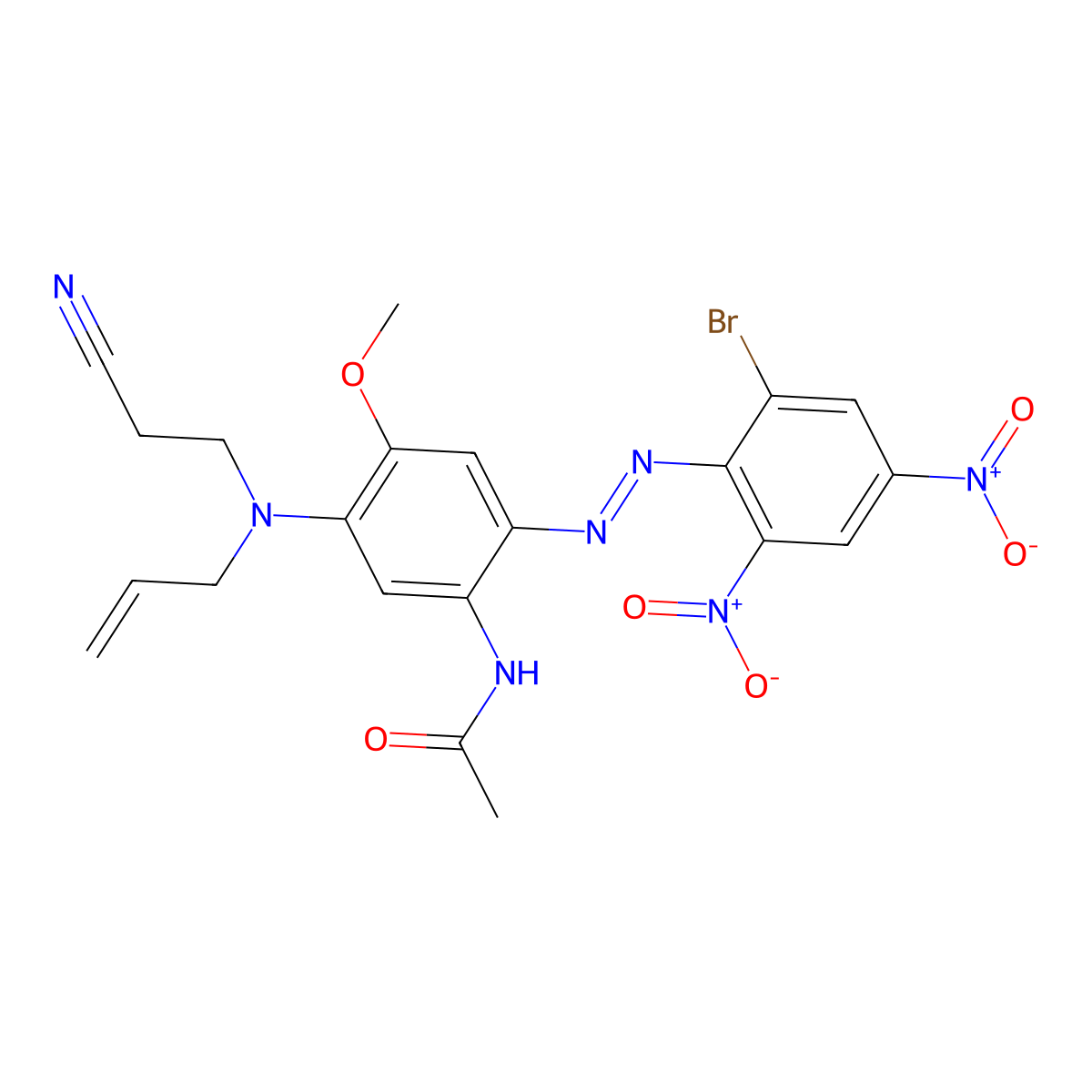 Acetamide, N-(2-(2-(2-bromo-4,6-dinitrophenyl)diazenyl)-5-((2-cyanoethyl)-2-propen-1-ylamino)-4-methoxyphenyl)- molecular structure, CAS 68877-63-4