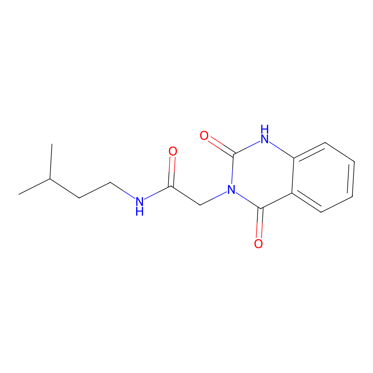 2-(2,4-dioxo-1H-quinazolin-3-yl)-N-(3-methylbutyl)acetamide molecular structure, CAS 688773-35-5