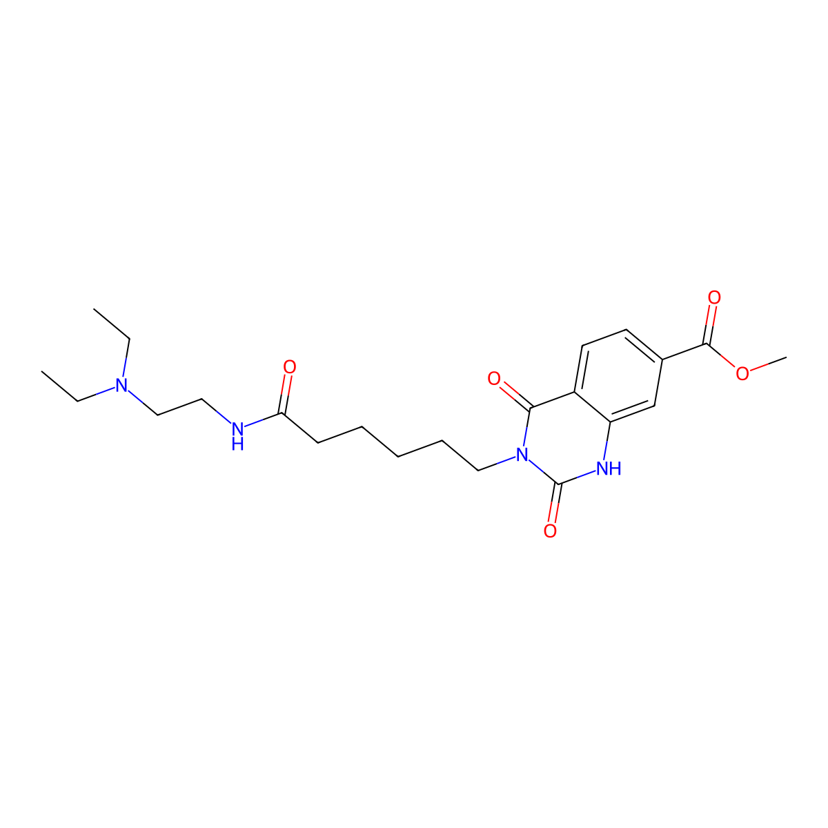 Methyl 3-(6-((2-(diethylamino)ethyl)amino)-6-oxohexyl)-2,4-dioxo-1,2,3,4-tetrahydroquinazoline-7-carboxylate molecular structure, CAS 688773-64-0