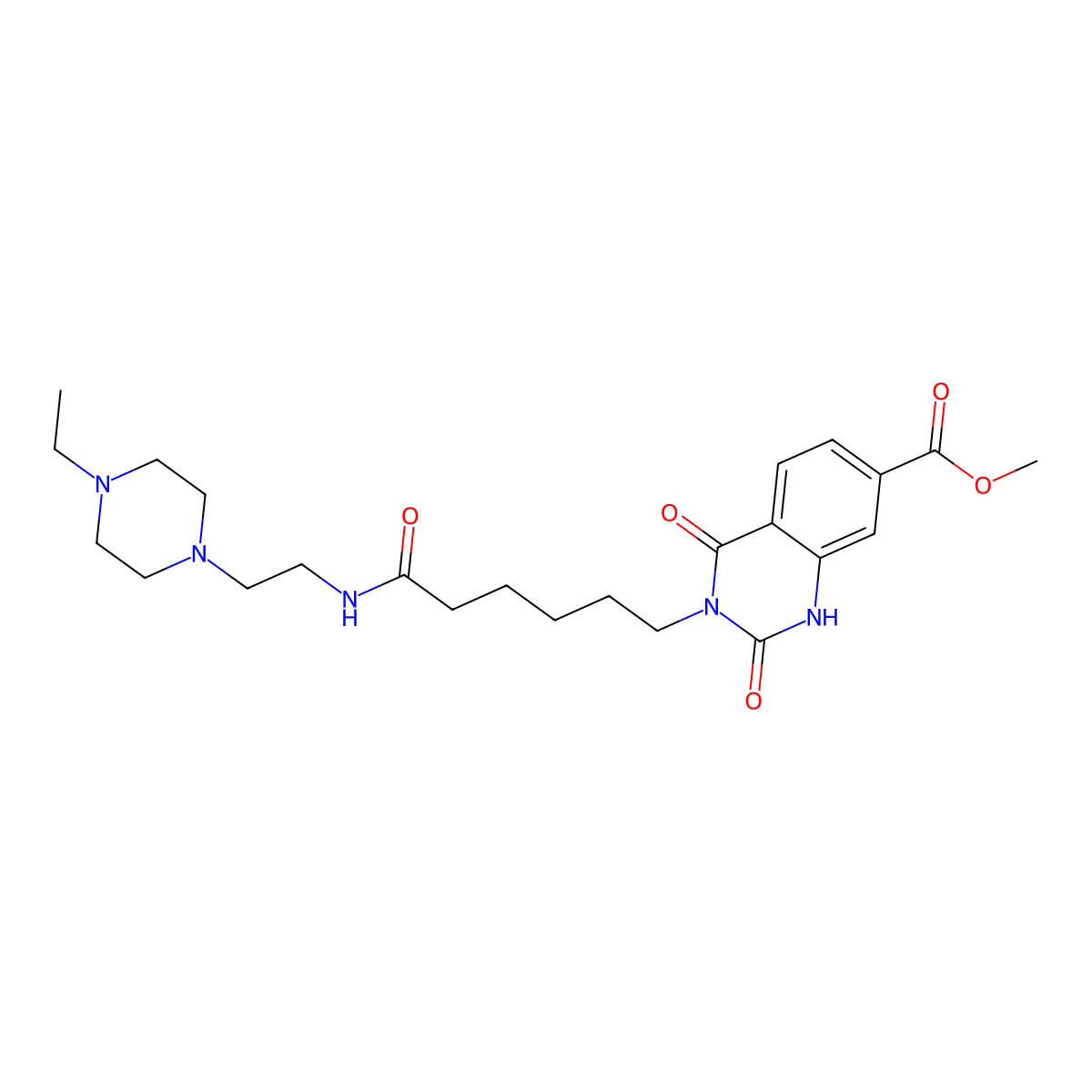 methyl 3-[6-[2-(4-ethylpiperazin-1-yl)ethylamino]-6-oxohexyl]-2,4-dioxo-1H-quinazoline-7-carboxylate molecular structure, CAS 688773-71-9