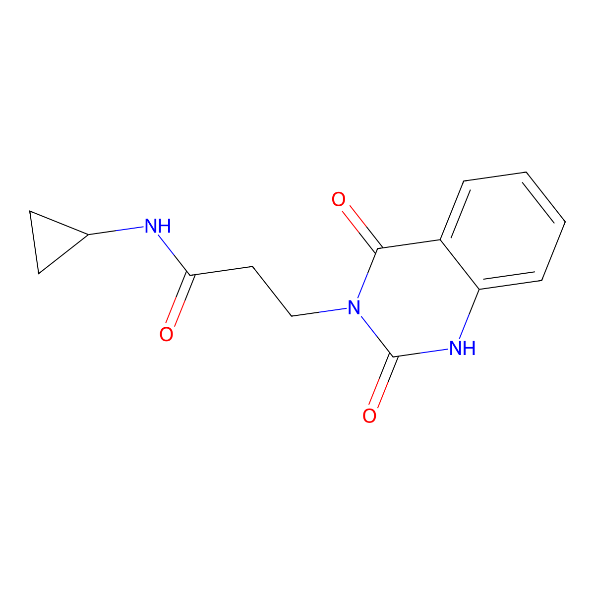 N-cyclopropyl-3-(2,4-dioxo-1,2-dihydroquinazolin-3(4H)-yl)propanamide molecular structure, CAS 688773-86-6