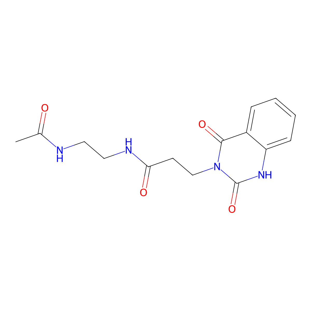N-(2-acetamidoethyl)-3-(2,4-dioxo-1H-quinazolin-3-yl)propanamide molecular structure, CAS 688773-88-8