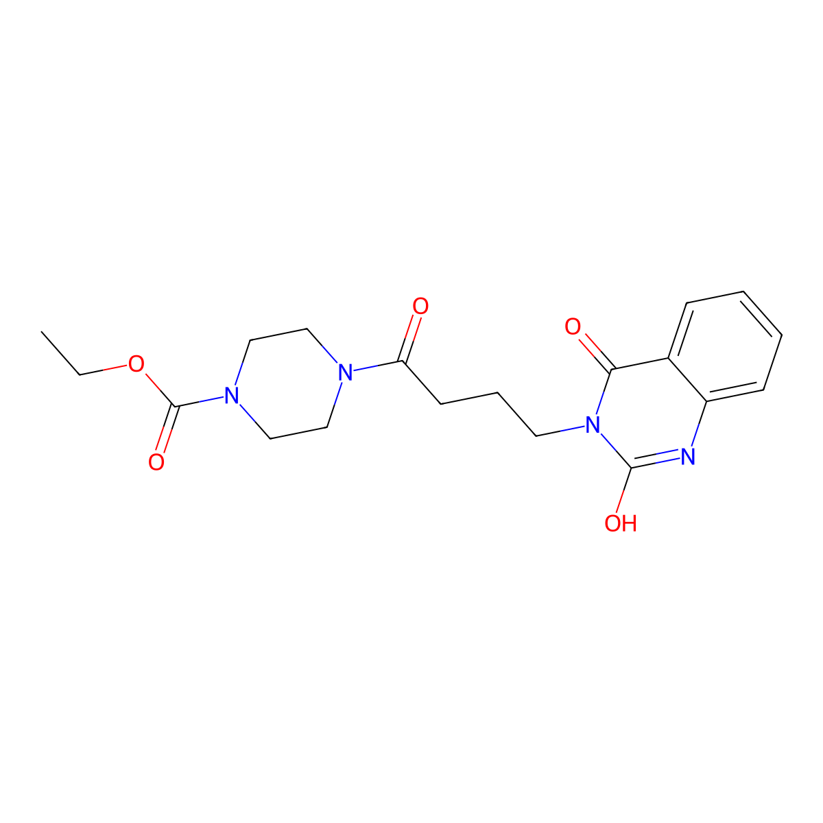ethyl 4-(4-(2,4-dioxo-1,2-dihydroquinazolin-3(4H)-yl)butanoyl)piperazine-1-carboxylate molecular structure, CAS 688774-01-8
