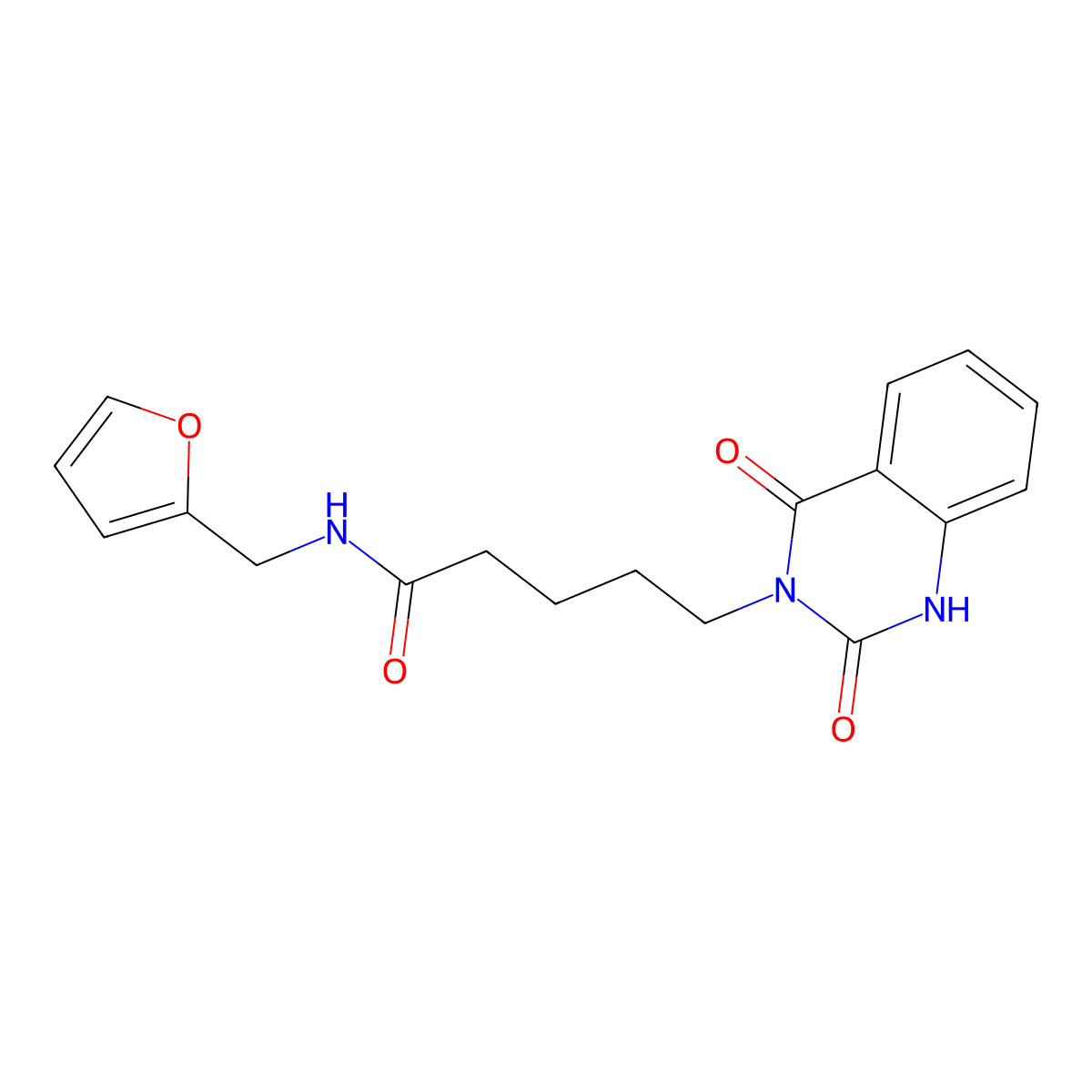 5-(2,4-dioxo-1H-quinazolin-3-yl)-N-(furan-2-ylmethyl)pentanamide molecular structure, CAS 688774-18-7