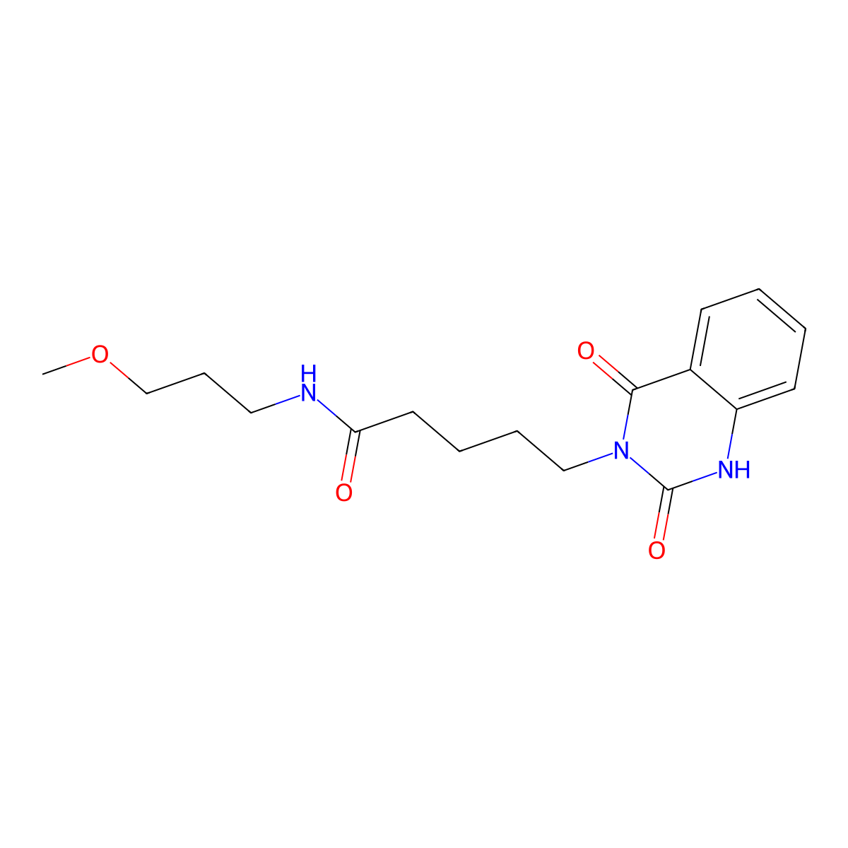 5-(2,4-dioxo-1H-quinazolin-3-yl)-N-(3-methoxypropyl)pentanamide molecular structure, CAS 688774-25-6