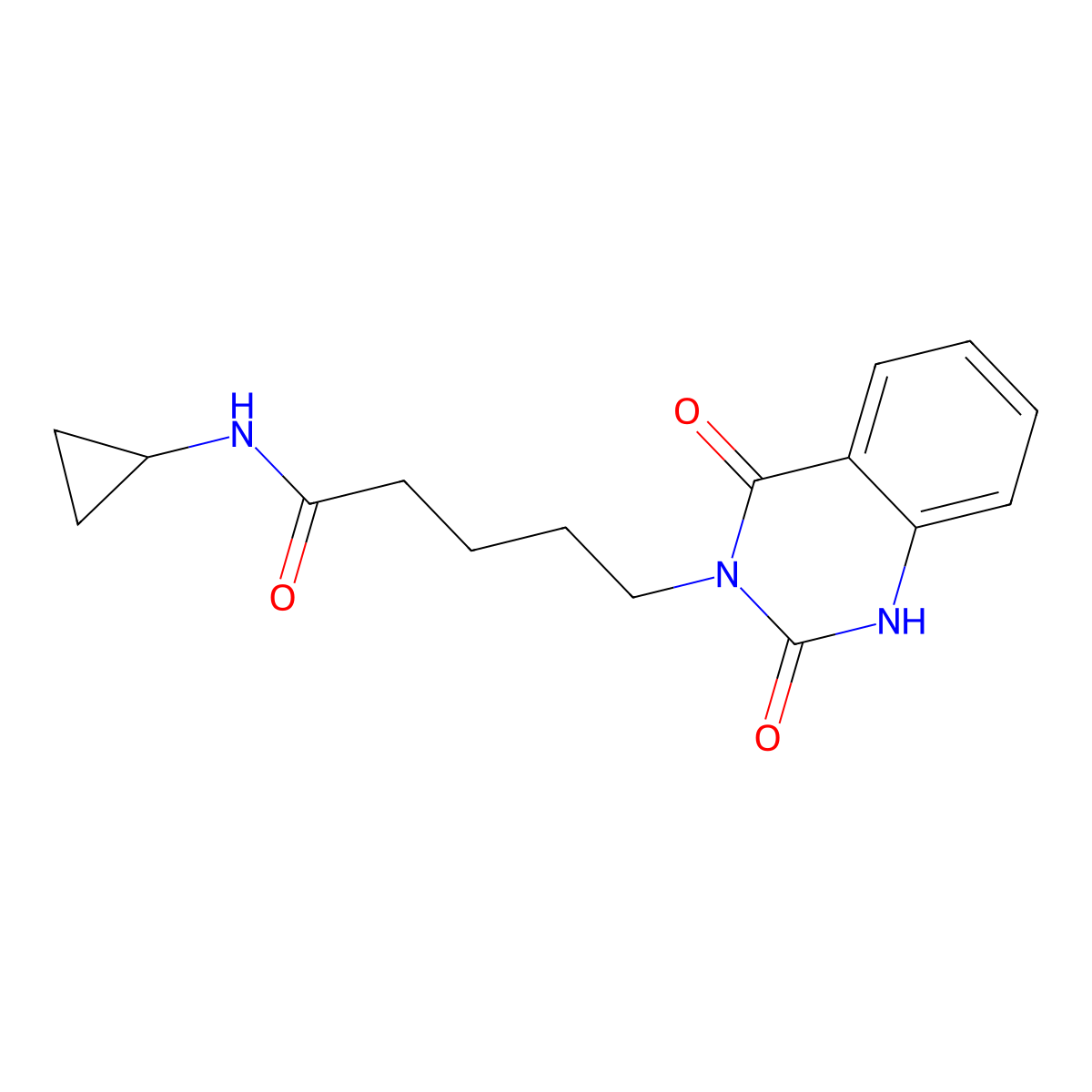 N-cyclopropyl-5-(2,4-dioxo-1H-quinazolin-3-yl)pentanamide molecular structure, CAS 688774-27-8