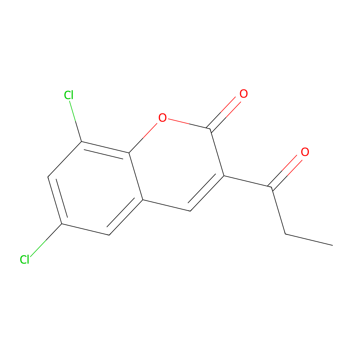 6,8-dichloro-3-propionyl-2H-chromen-2-one molecular structure, CAS 688774-57-4