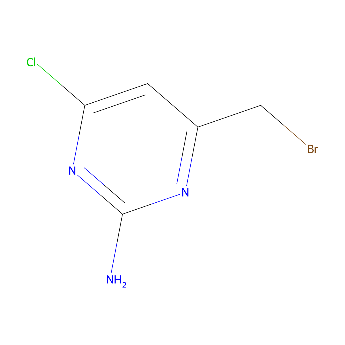 4-(Bromomethyl)-6-chloropyrimidin-2-amine molecular structure, CAS 688782-77-6