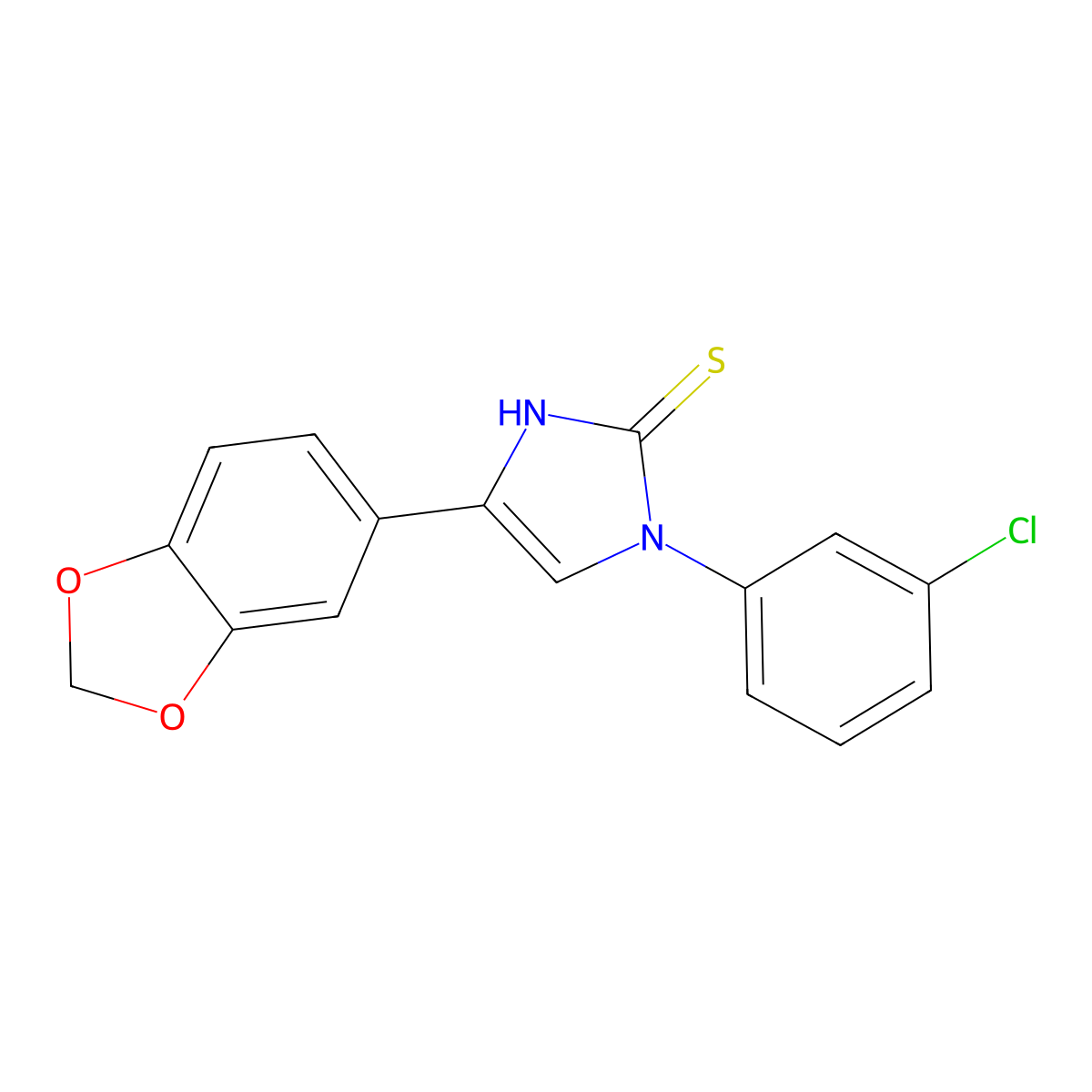 5-(1,3-benzodioxol-5-yl)-3-(3-chlorophenyl)-1H-imidazole-2-thione molecular structure, CAS 688791-44-8