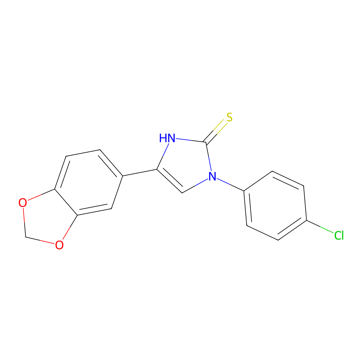 4-(benzo[d][1,3]dioxol-5-yl)-1-(4-chlorophenyl)-1H-imidazole-2(3H)-thione molecular structure, CAS 688791-45-9