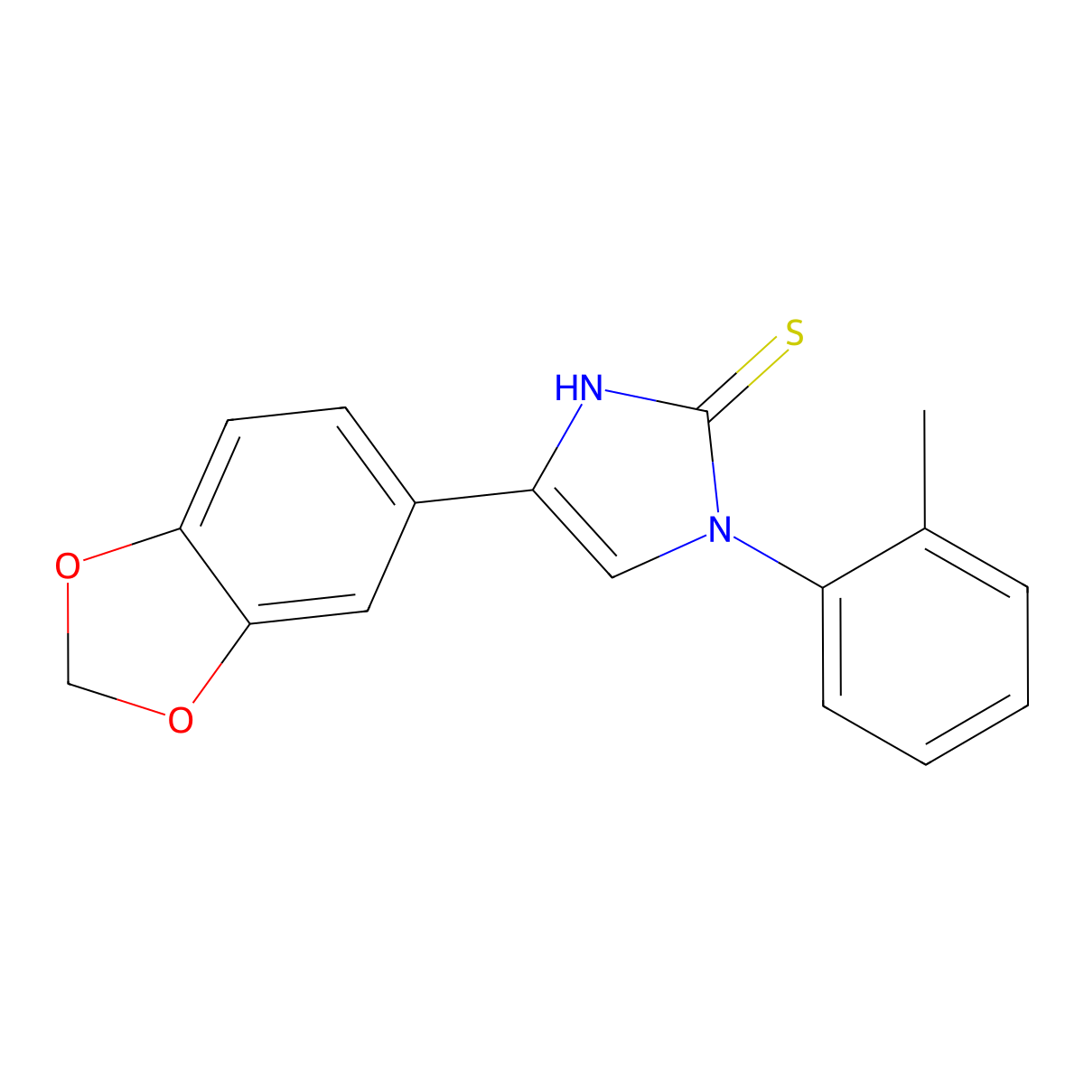 5-(1,3-benzodioxol-5-yl)-3-(2-methylphenyl)-1H-imidazole-2-thione molecular structure, CAS 688791-48-2
