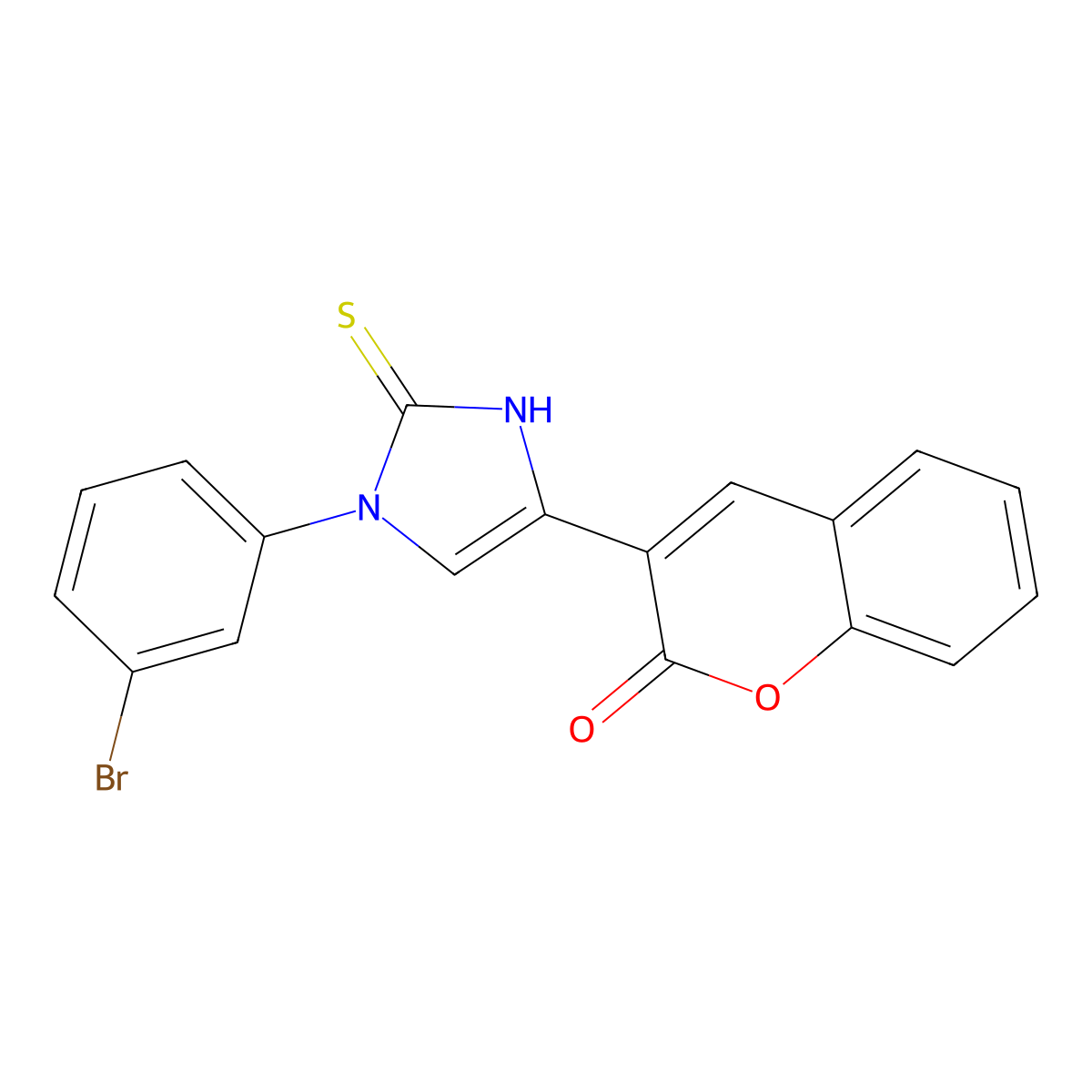 3-[3-(3-bromophenyl)-2-sulfanylidene-1H-imidazol-5-yl]chromen-2-one molecular structure, CAS 688791-61-9
