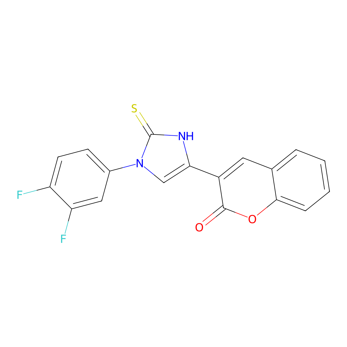 3-(1-(3,4-difluorophenyl)-2-thioxo-2,3-dihydro-1H-imidazol-4-yl)-2H-chromen-2-one molecular structure, CAS 688791-62-0