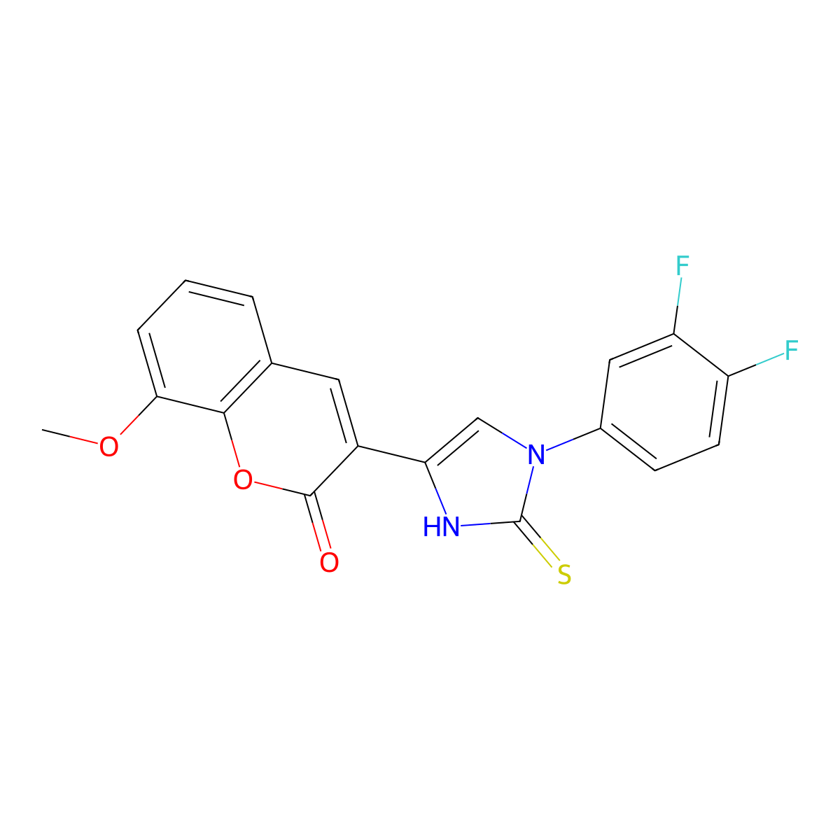 3-(1-(3,4-difluorophenyl)-2-thioxo-2,3-dihydro-1H-imidazol-4-yl)-8-methoxy-2H-chromen-2-one molecular structure, CAS 688791-70-0