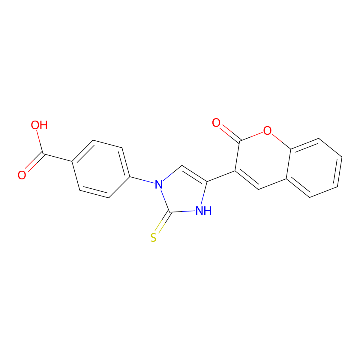 4-[5-(2-oxochromen-3-yl)-2-sulfanylidene-1H-imidazol-3-yl]benzoic acid molecular structure, CAS 688791-75-5