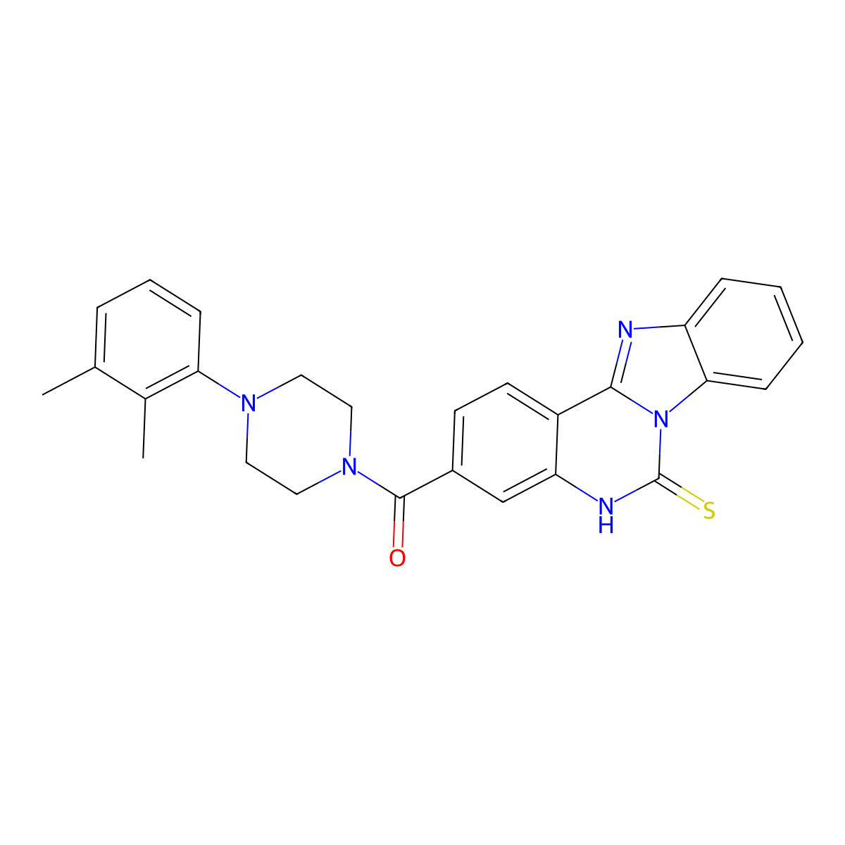 [4-(2,3-dimethylphenyl)piperazin-1-yl]-(6-sulfanylidene-5H-benzimidazolo[1,2-c]quinazolin-3-yl)methanone molecular structure, CAS 688792-47-4