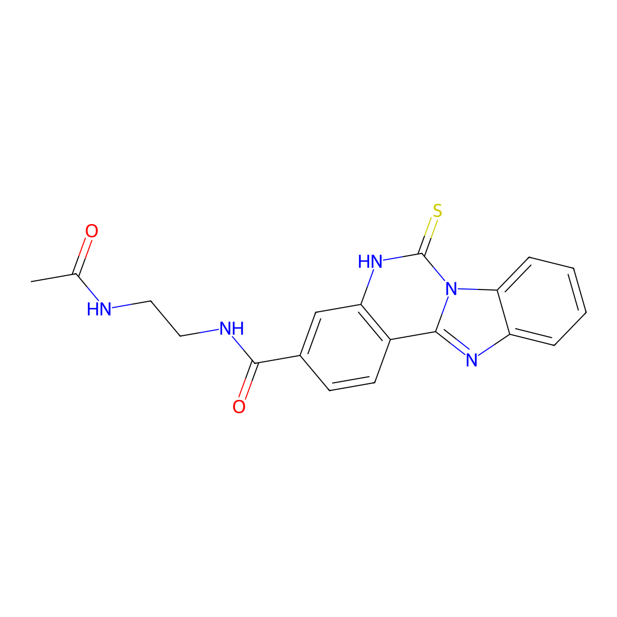 N-(2-acetamidoethyl)-6-sulfanylidene-5H-benzimidazolo[1,2-c]quinazoline-3-carboxamide molecular structure, CAS 688792-52-1