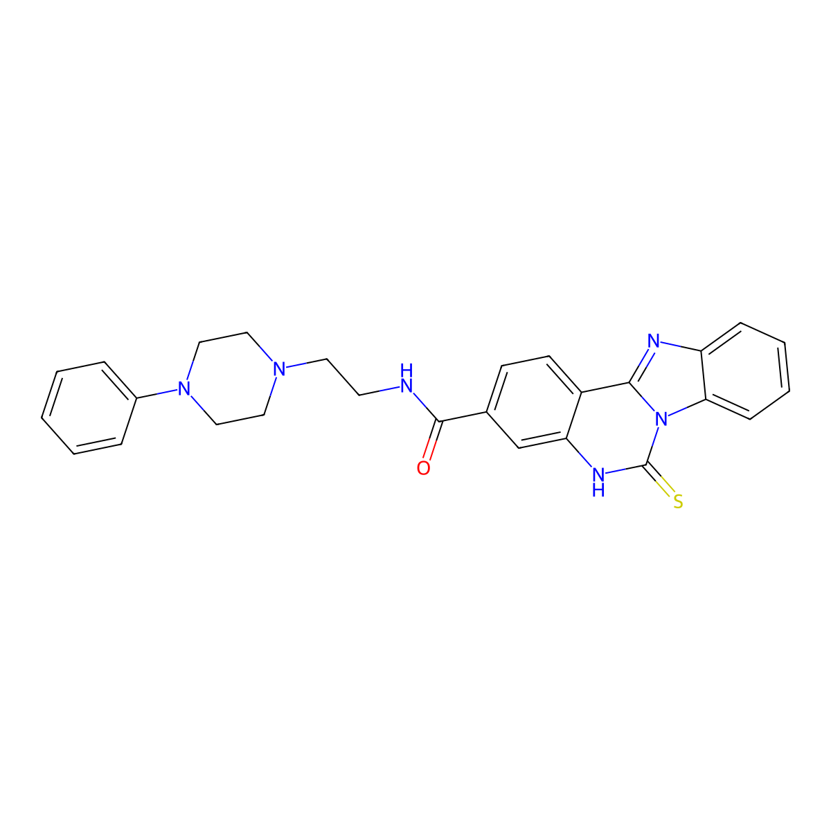 N-[2-(4-phenylpiperazin-1-yl)ethyl]-6-thioxo-5,6-dihydrobenzimidazo[1,2-c]quinazoline-3-carboxamide molecular structure, CAS 688792-56-5