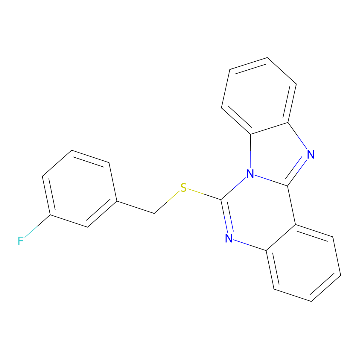 6-[(3-Fluorophenyl)methylsulfanyl]benzimidazolo[1,2-c]quinazoline molecular structure, CAS 688792-61-2