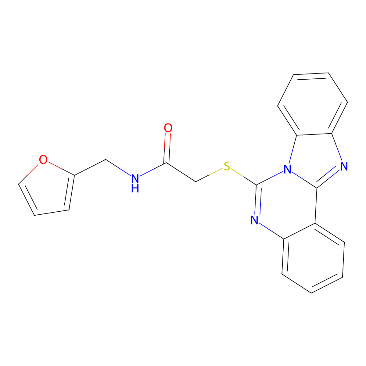 2-(6-benzimidazolo[1,2-c]quinazolinylthio)-N-(2-furanylmethyl)acetamide molecular structure, CAS 688792-62-3